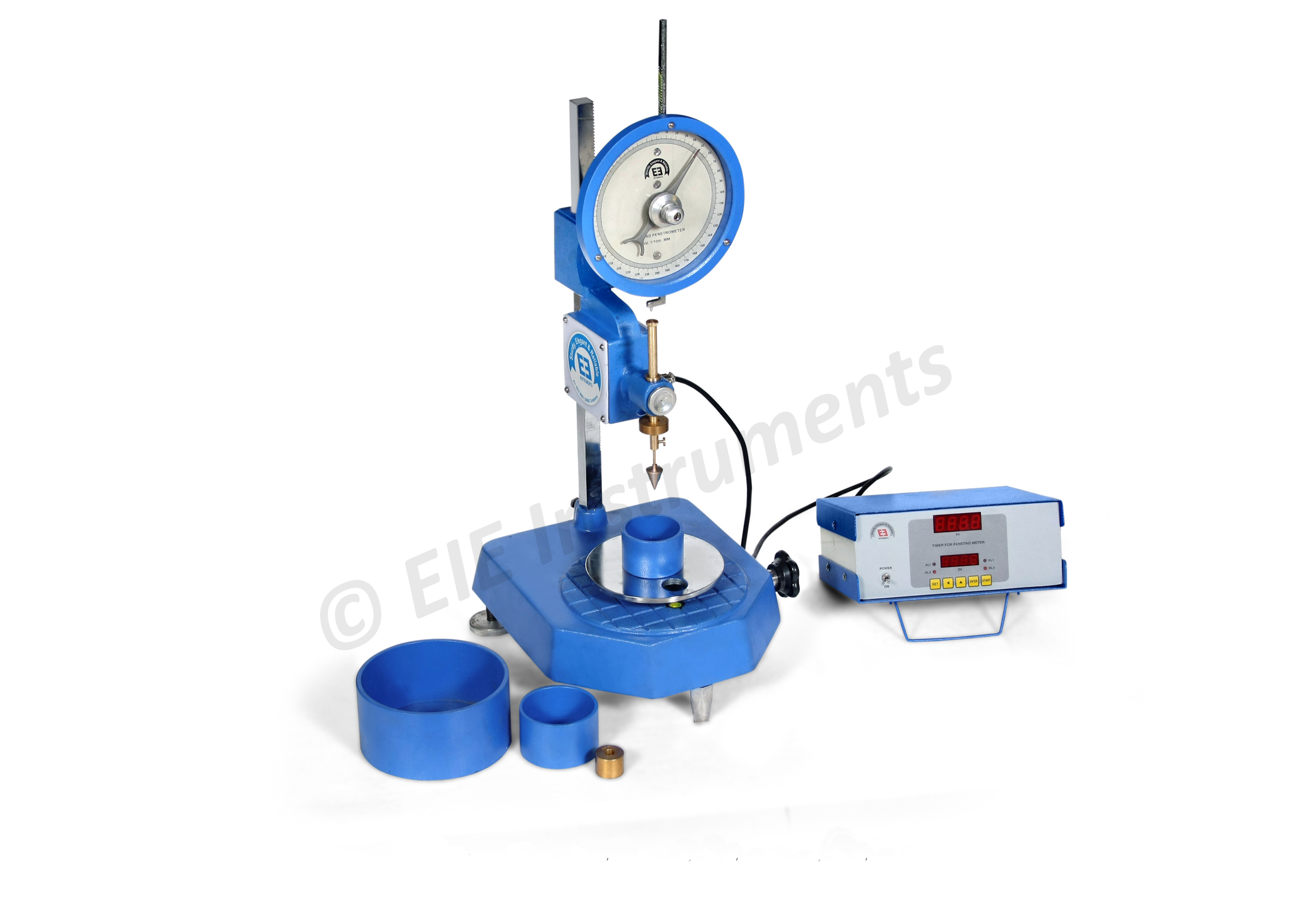CONE PENETROMETER - AUTOMATIC DIGITAL TIMER - WITH GEARED HEIGHT ADJUSTMENT & DIAL GAUGE - BS 1377